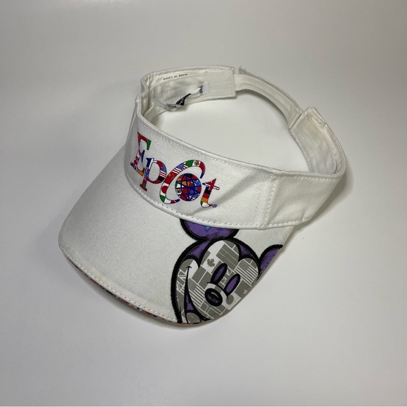 Disney Epcot World Showcase Sun Visor Hat White‎ Mickey Mouse  Adjustable HTF - Picture 3 of 10